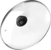 A glass pot lid with a black handle. Produktbild-Vorschau