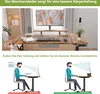 A desk setup with a monitor stand and illustrations showing proper posture. Anteprima dell’immagine prodotto