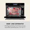 An open oven with a diagram showing heat circulation. Produktbild-Vorschau