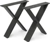 Two black metal table legs with an X-shape design are shown against a white background. Anteprima dell’immagine prodotto