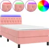 vidaXL Boxspringbett mit Matratze & LED Rosa 100x200 cm Produktbild-Vorschau 1