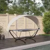 vidaXL Outdoor-Loungebett mit Dach Creme Stahl und Produktbild-Vorschau 9