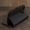 TORRO iPhone 15 Pro Leder-Wallet-Hülle – Schwarz mit Rotem Produktbild-Vorschau 2