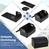 Collage of images showing different configurations and parts of a car trunk organizer. Náhľad obrázku produktu