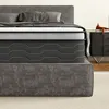 A close-up view of a mattress on a bed frame. Produktbild-Vorschau