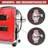 Close-up of a red pipe cleaning machine with two toggle switches highlighted. Produktbild-Vorschau