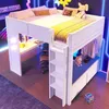 Gaming Hochbett mit Schreibtisch, LED-Beleuchtung, USB & Produktbild-Vorschau 4