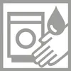 An illustration showing a washing machine with a hand and water droplet. Produktbild-Vorschau