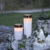 LED Grablicht - Grabkerze - gelbe LED - H: 12cm - Timer - outdoor - weiß mit Deckel Podgląd zdjęcia produktu