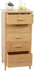 A bamboo dresser with several drawers, some open, displaying decorative items on top. Produktbild-Vorschau