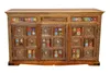 A wooden sideboard with decorative tiles and metal accents, presented against a white background. Produktbild-Vorschau