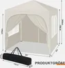 A diagram showing the dimensions of a beige gazebo and its carrying bag. Produktbild-Vorschau