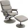 A gray recliner chair with a matching ottoman on a white background. Produktbild-Vorschau