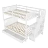 A white wooden bunk bed with stairs and drawers. Anteprima dell’immagine prodotto