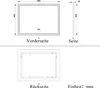 Technical drawings of a mirror with dimensions and views. Produktbild-Vorschau