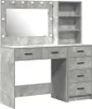 A vanity table with a mirror and shelves, presented against a white background. Voir les images du produit