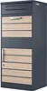 A tall, dark gray parcel mailbox with wooden-effect panels and a silver handle and lock. Anteprima dell’immagine prodotto