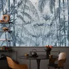 Muralo Vlies Fototapete blaue BLÄTTER Beton tropische Produktbild-Vorschau 4