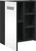 A product shot of a black and white cabinet with shelves. Produktbild-Vorschau