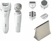 A collection of Philips epilator attachments and accessories laid out on a white background. Produktbild-Vorschau