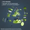 An exploded view of a vacuum cleaner, highlighting its eco-friendly design and recycled components. Voir les images du produit