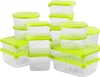 A collection of clear plastic food storage containers with green lids, neatly arranged against a white background. Náhled obrázku produktu