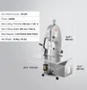 A commercial electric meat band saw with specifications listed on the left side. Náhled obrázku produktu