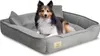 Cama para perros, corralito, 115x95 cm, terciopelo gris Vista previa de la imagen del producto 2