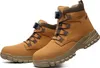 A pair of brown work boots with a black dial closure system, presented against a white background. Produktbild-Vorschau