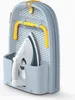 A compact, foldable ironing board with an iron resting in a holder. Náhľad obrázku produktu