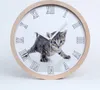 Holzuhr 30fi cm wanduhr - weiße Spitzen - kleine Katze Produktbild-Vorschau 1