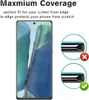 A marketing image showing a phone screen protector with diagrams illustrating its coverage and protection. Produktbild-Vorschau