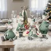4er Set Mäuse Figuren Weihnachten Deko Kunstharz Grün Weiß Produktbild-Vorschau 1