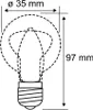 A diagram of a light bulb with dimensions indicated. Anteprima dell’immagine prodotto