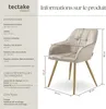 Chaise MARILYN aspect velours capitonné - taupe/or, par Voir les images du produit 6