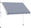 vidaXL Store rétractable manuel 300 cm bleu/blanc rayé Voir les images du produit 7