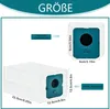 Diagram showing the dimensions of a vacuum cleaner dust bag, both compressed and unfolded. Produktbild-Vorschau