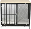 A dog crate with a wooden top and metal bars, shown indoors on a white background. Náhľad obrázku produktu