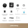 A grid of product components and accessories for a robot vacuum cleaner, with text labels in German. Produktbild-Vorschau
