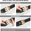 Instructions for installing and disassembling a hair dryer brush attachment. Produktbild-Vorschau