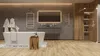 A modern bathroom with a freestanding bathtub, shower, and vanity. Náhľad obrázku produktu
