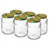 Six glass jars with decorative lids are arranged in two rows on a white background. Náhled obrázku produktu