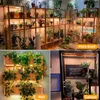 A collage of images showing different plant lighting setups, including shelves, wall-mounted planters, and cabinet interiors. Produktbild-Vorschau