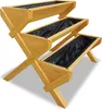 A three-tiered wooden planter box with black liners, shown against a white background. Produktbild-Vorschau