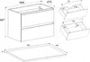 Technical drawing with dimensions of a bathroom vanity unit and its drawers. Náhled obrázku produktu