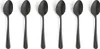 Six black spoons are arranged in a row on a white background. Produktbild-Vorschau