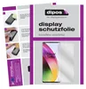 A collage of images showing instructions for applying a screen protector and a product shot of a screen protector next to a phone. Náhled obrázku produktu