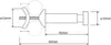 A technical drawing of a metal bracket with dimensions indicated. Produktbild-Vorschau