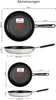 Diagrams showing the dimensions of two frying pans. Produktbild-Vorschau