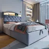 A bedroom scene featuring a bed with LED lighting and storage. Náhled obrázku produktu